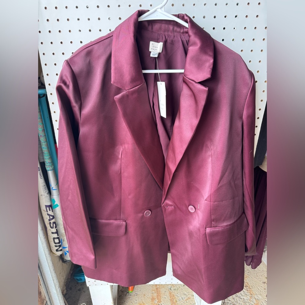 Zara Red Blazer Classic Lapel Suit Jacket